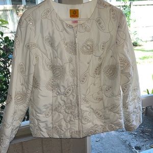 Beautiful winter white sequined zipper jacket